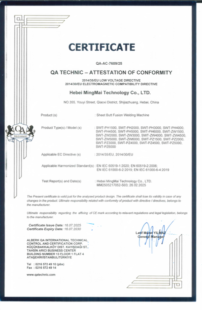 Chiny Hebei Boda Plastic Technology Co., Ltd. Certyfikaty