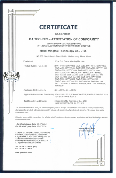 Chiny Hebei Boda Plastic Technology Co., Ltd. Certyfikaty